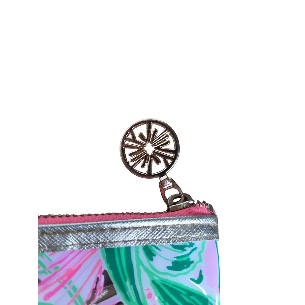 Lilly Pulitzer Pink‎ Green Floral Clear PVC Wristlet Pouch Beach Pool Bag 10x8